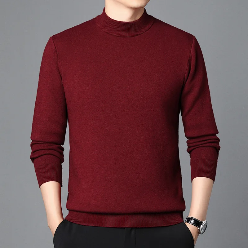 Men's Autumn and Winter New Half Turtleneck Solid Color Knitwear Fashion Casual Boutique Sweater Wholesale