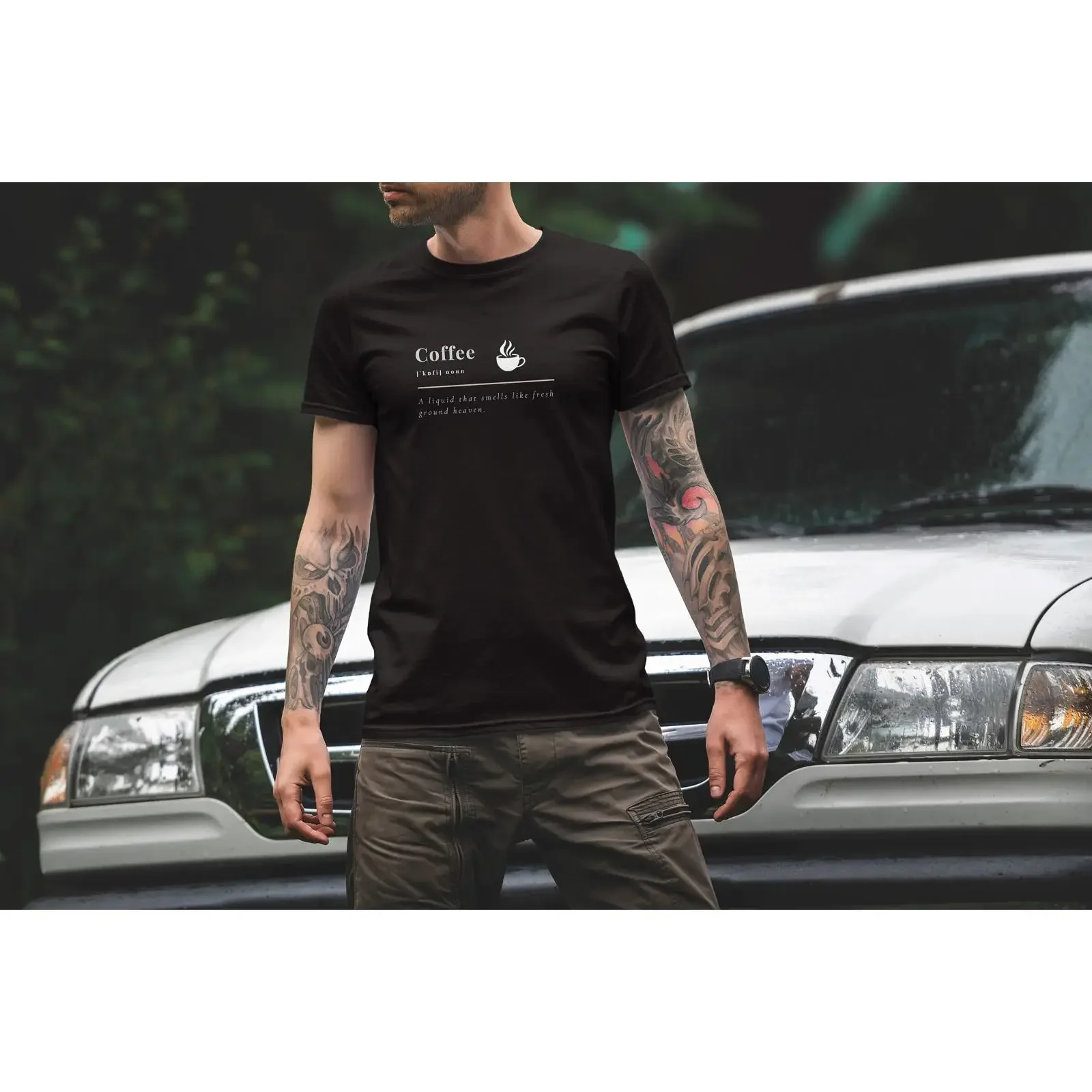 Coffee T Shirt Coffe Definition Funny logo vintage Washed Unisex homme graphic Top For Everyday Wear Slightly fashion Soft