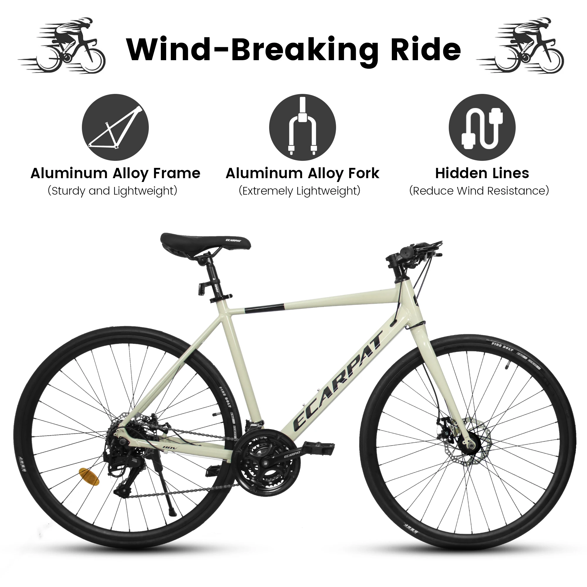 Ecarpat 700C Road Bike, 24 Speeds, Aluminum/Steel Frame, Racing Bike City Commuting Road Bicycle for Men Women, Disc Brake