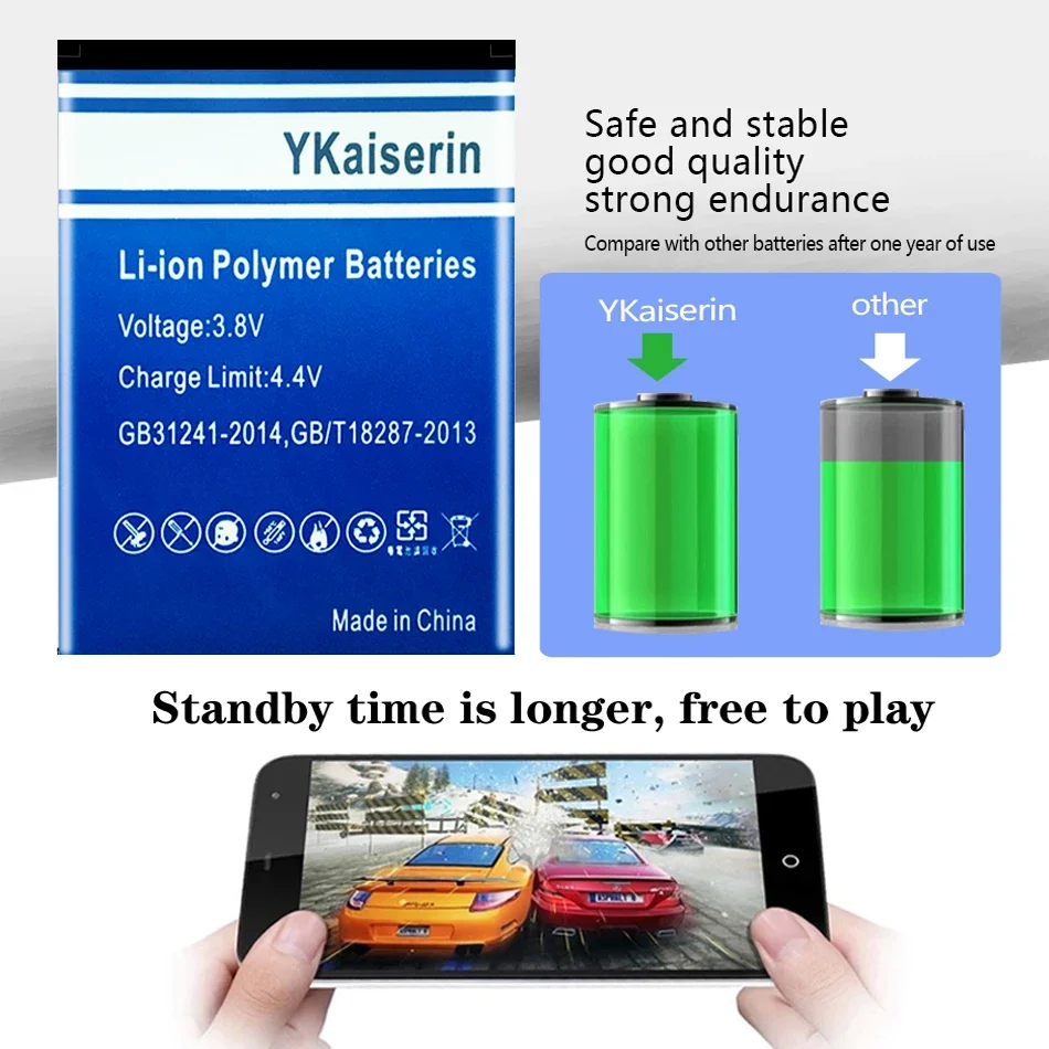 YKaiserin  LQ-S1 700mAh New Battery for Smart Watch Fashion Meter QW09 DZ09 W8 A1 V8 X6 Replacement Batteria