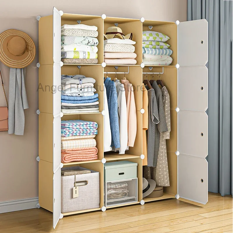 Portable Closet Wardrobe Organizer Cupboard Rack Cube Storage Wardrobe Plastic Shelf Guarda Roupa Bedroom Furniture LQXP