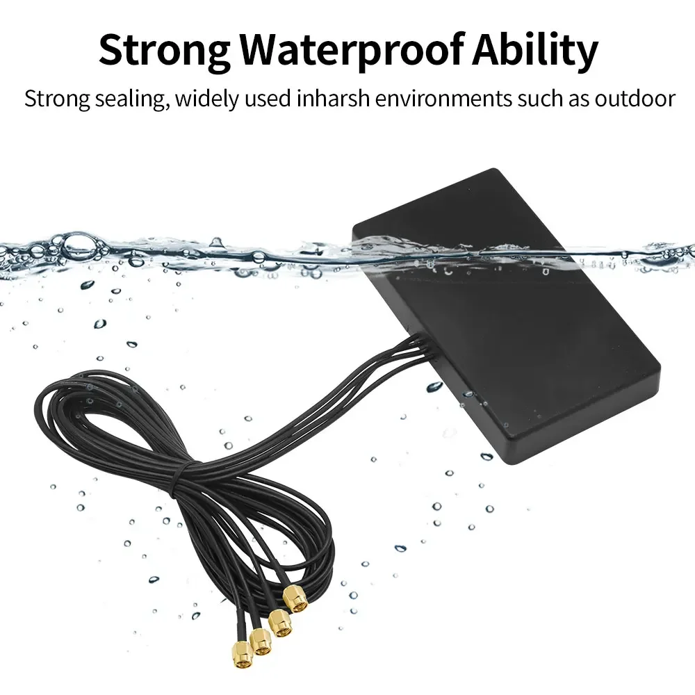 High Gain 5G 4G WWAN LTE Module Modem Antenna 600-6000Mhz with 4 SMA Male Connectors 1.5M RG174 Extension Cable Magnetic Sucker