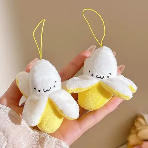 ZAKOL Cute Cartoon Plush Stuffed Toys Dolls Keychain Backpack Kawaii Banana Pendant Yellow Banana Plush Wedding Birthday Gift