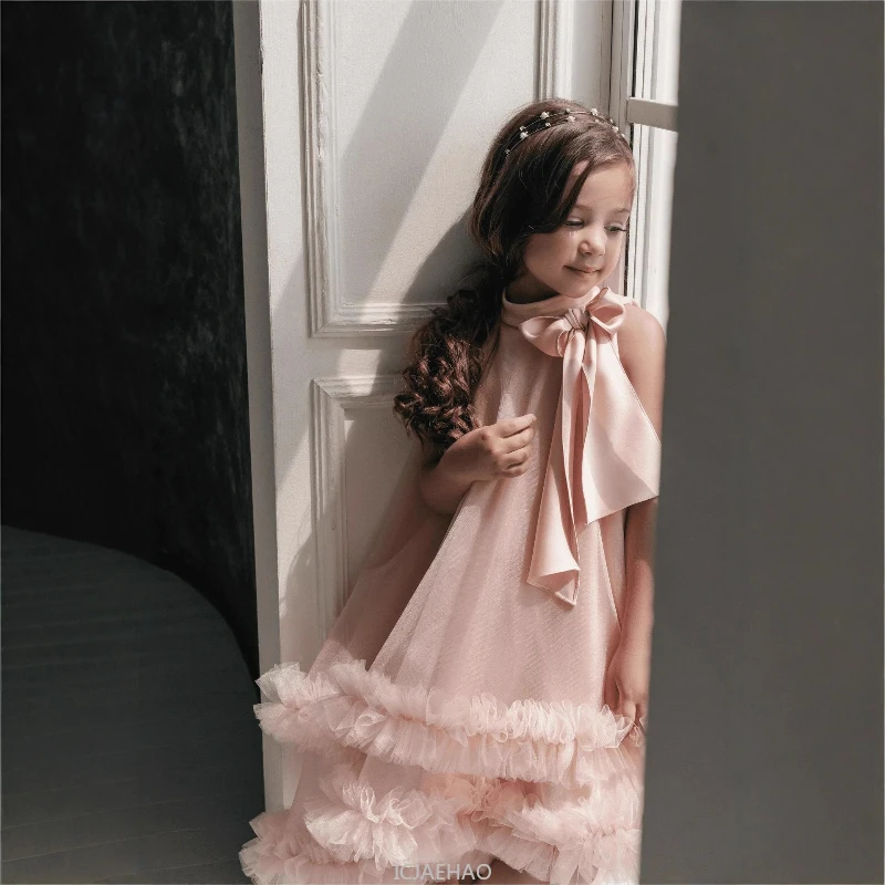 Teen Girl Clothes New Children French Sleeveless Halter Costume Kids Birthday Dress Fashion Banquet Party Gown Dresses Outfit