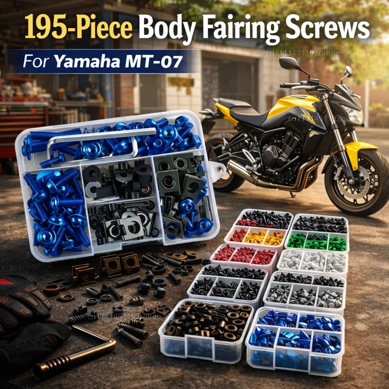 

195pcs Motorcycle Fairing Bolts Body Screws Nuts For Yamaha MT-07 MT07 MT 07 FZ07 2014-2024 2023 2022 2021 Kit Aluminum CNC Set
