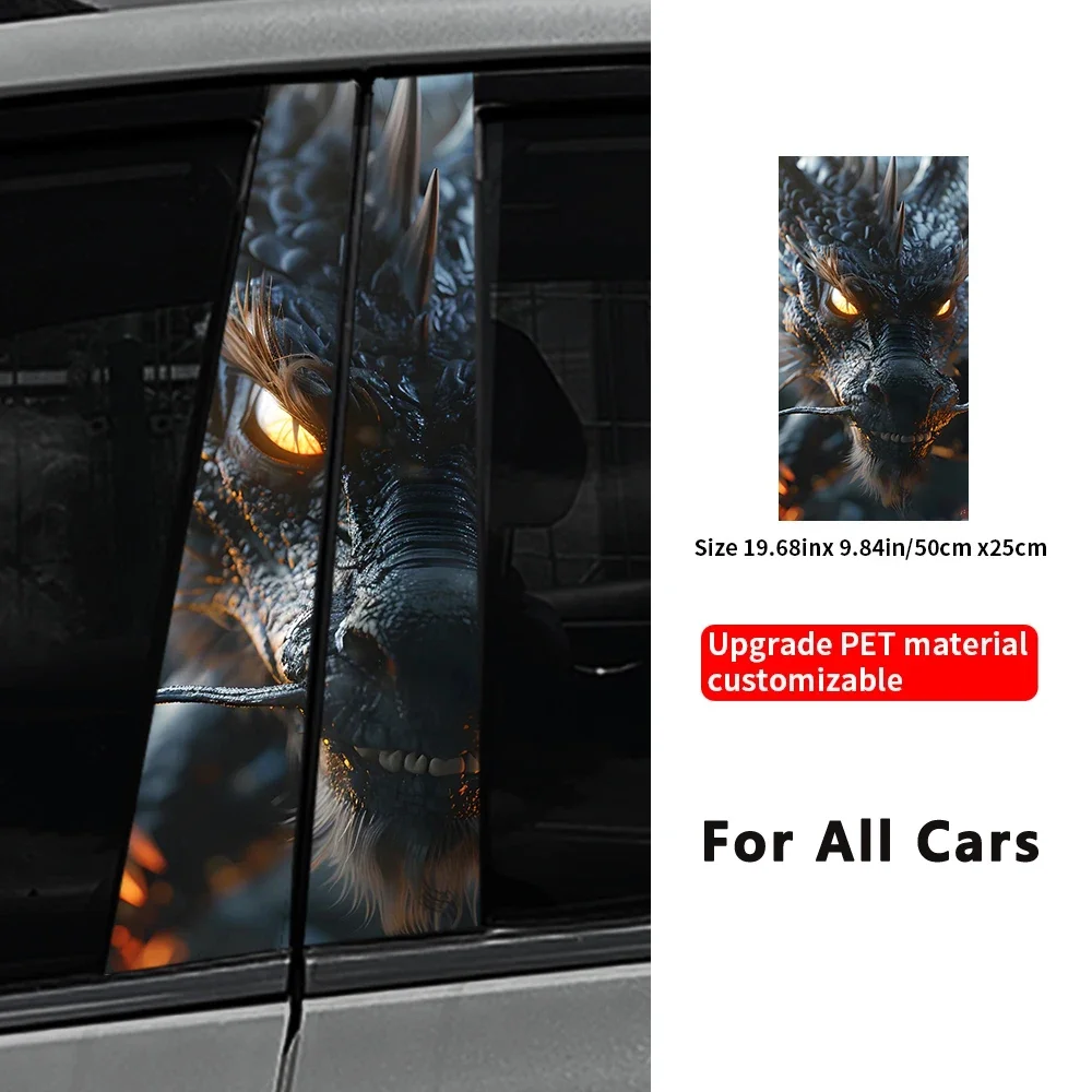 Dragon Eyes Car Stickers Auto B Pillar Waterproof Animal Decor Cover Scratches Car Doors Pillar Decals Horrible Halloween Day