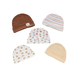 Unisex Cotton 3/5Pieces Baby Girls Hats 0-6Months Newborn Baby Boy Hats Fitted Animal Infant Accessories Solid Color