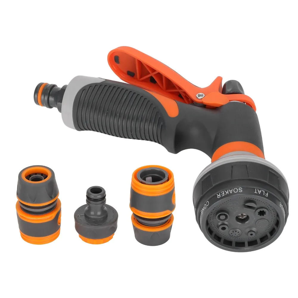 ABS,TPR Garden Hose Nozzle Orange and Grey Ergonomic Handle Garden Water Hose Nozzle adjustable 1/2 inch quick connector