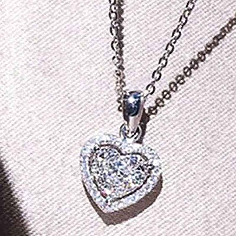 Huitan Sweet Heart Damen-Anhänger-Halskette mit glänzendem CZ-Stein, romantisch, für Hochzeit, Verlobung, Dame, elegantes Zubehör, Schmuck, Geschenk