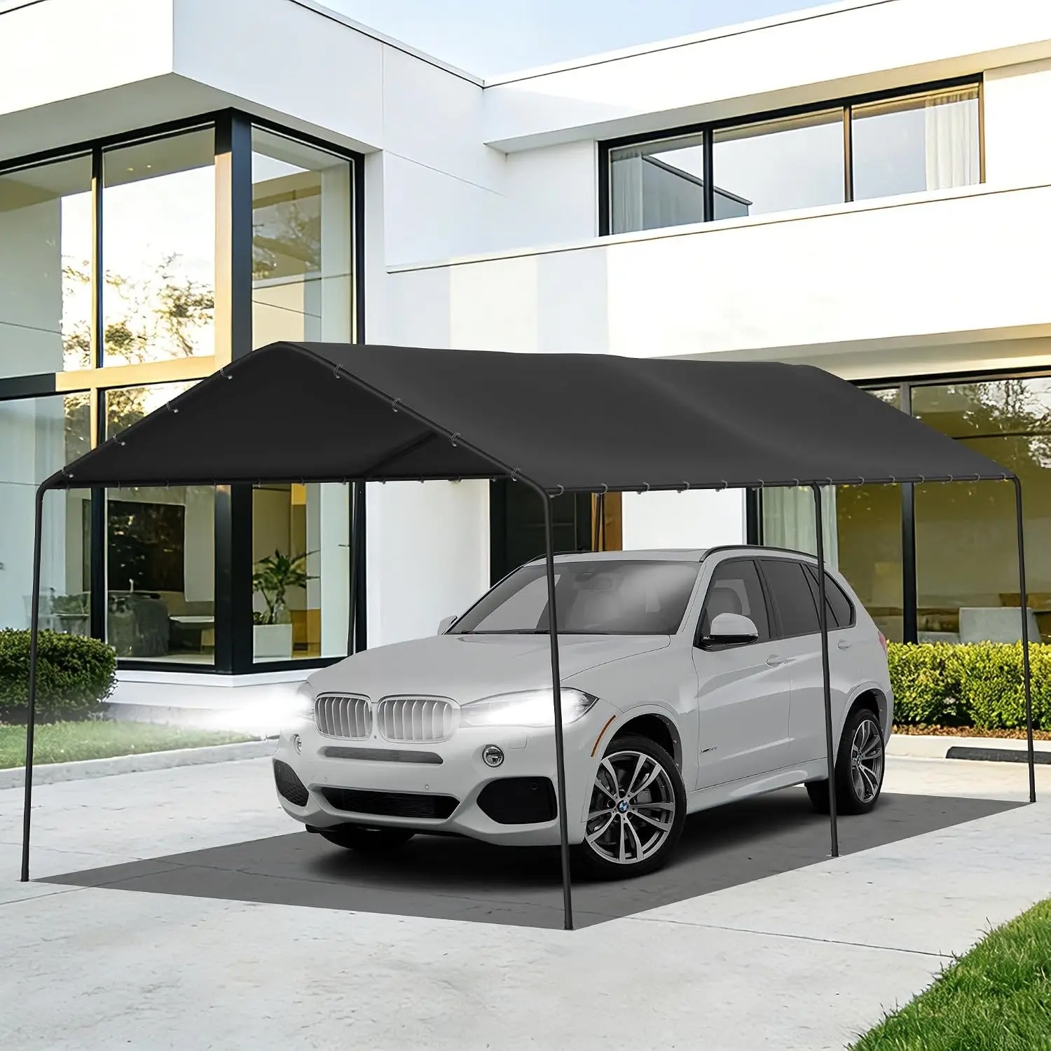 10 x 20 FT Carport Heavy Duty, Portable Garage Canopy Outdoor(Black)