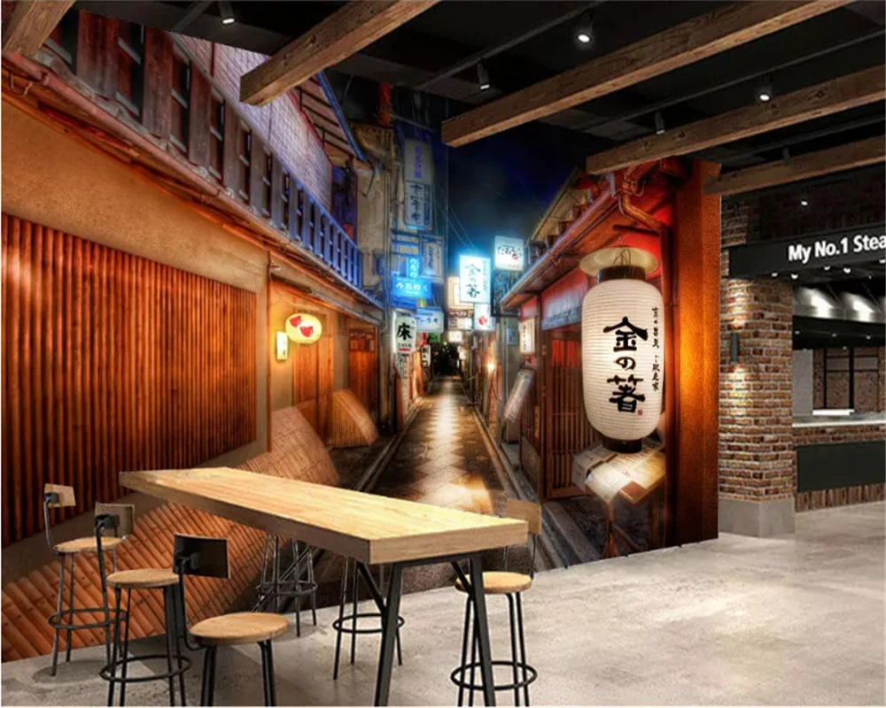 custom 3D Retro Street Japanese Restaurant Personality Decorative Painting living room TV backdrop wall Wallpaper Restaurant 8d