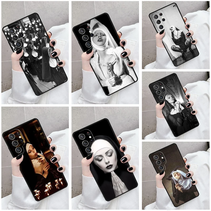 

Phone Case For Samsung Galaxy S24 S23 S21fe S22 Ultra Plus Note 10 20 S8 S9 S10 Cover Jesus Nun Sister