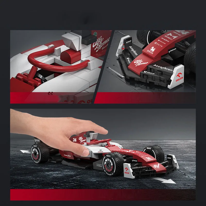 テクニック-F1レーシングカービルディングブロック,スケール1:24,アルファロメオc42,フォーミュラ1,車両レンガ,レーサーフィギュア,ギフト玩具,2022