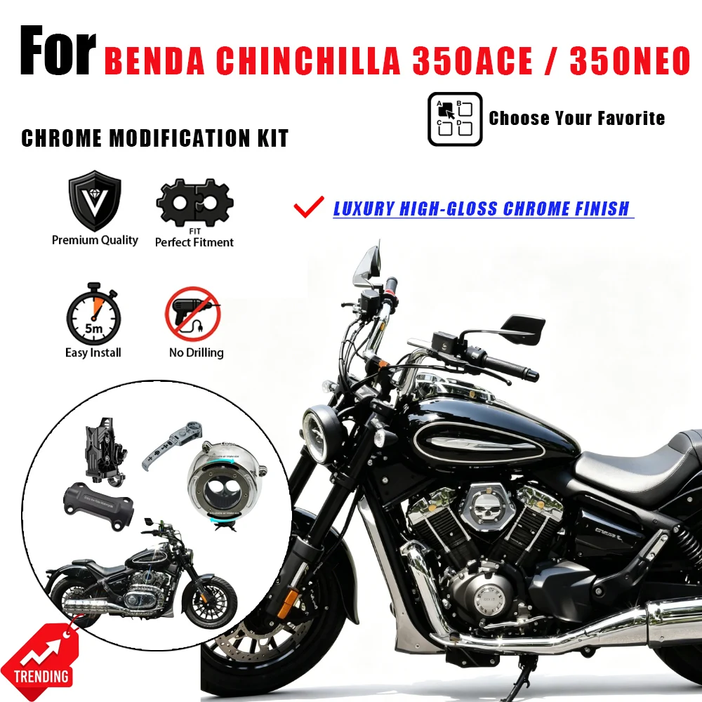 Para Benda Chinchilla 350ACE 350NEO: Cubierta Cromada para Tanque de Combustible, Guardabarros, Soporte para Teléfono, Accesorios Moto, Tanque, Parafango