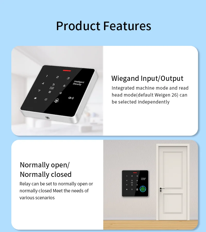 IP65 Standalone Fingerprint Access Controller 125kHz 13.56MHz Backlit Metal Keypad Light with Door Relay Lock (Commercial Grade)