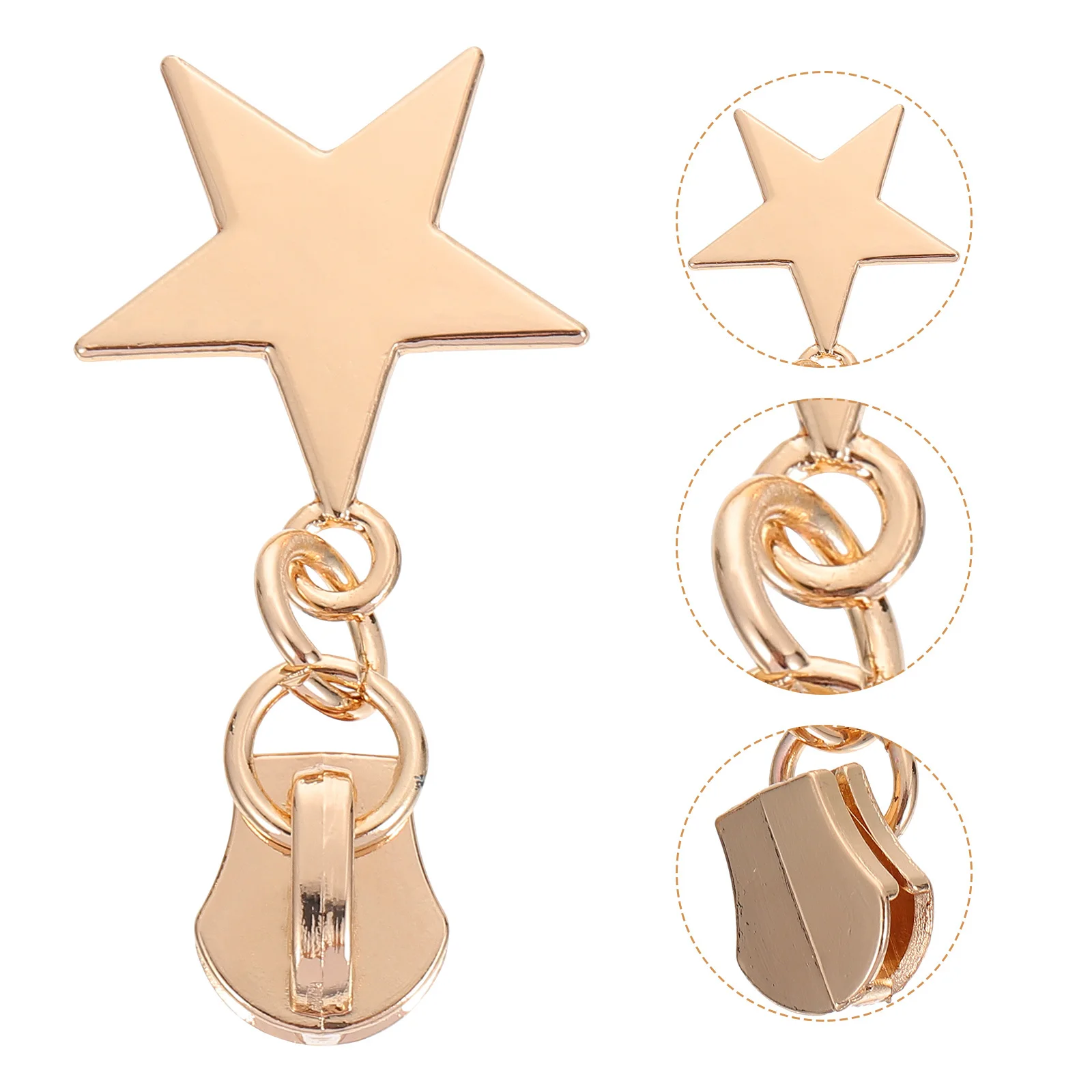 

6Pcs Metal Zipper Pullers Five-Pointed Star Design for Backpacks Purses Luggage Replacement Repair Tool Practical Durable