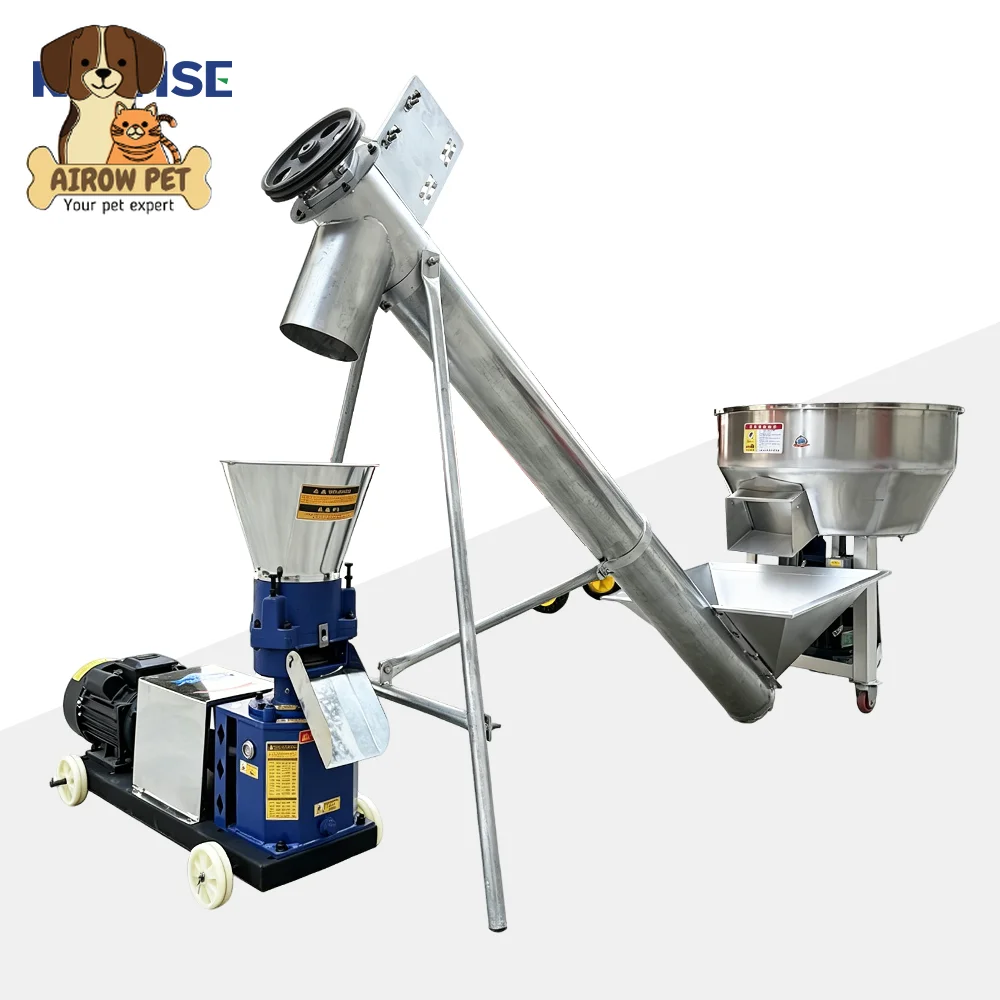 AIROW 200 to 600 Kg/h Complete Poultry Feed Production Line with Crusher Mixer Screw Conveyor and Flat Die Pellet Mill