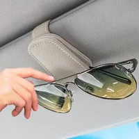 Soporte para gafas de sol para visera de coche, Clip para gafas de sol, soporte magnético de cuero para gafas, accesorios interiores para camión y coche, negro/1 Uds.