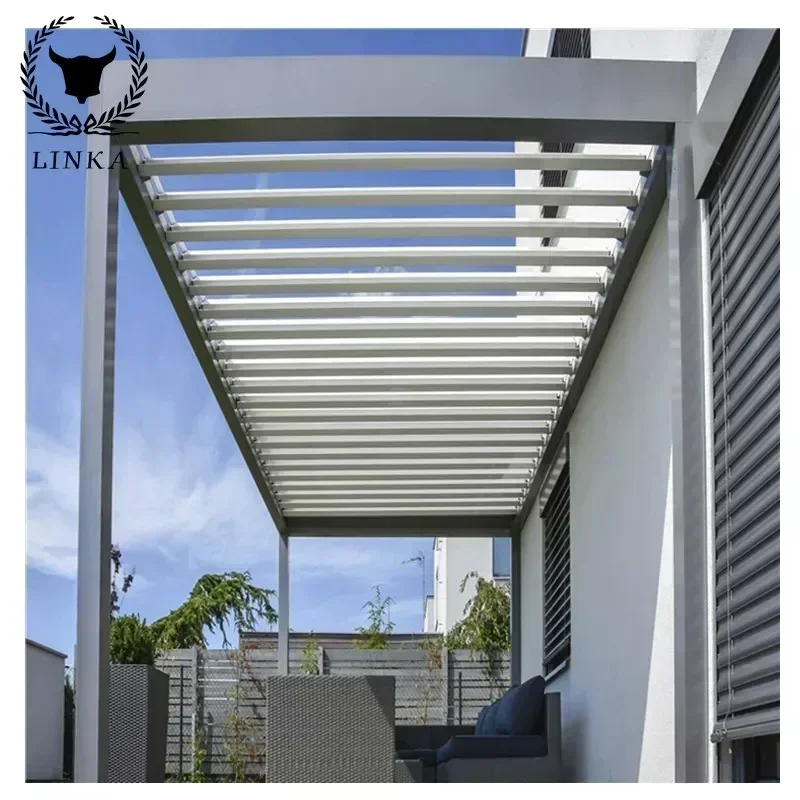 Opening Closing Pergola Roof Modern Aluminum Outdoor Pergola Awning Roof For Sunshade Pergola Roof Louver