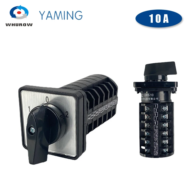 

LW8-10 D606/6 Manual Changeover Rotary Cam Switch 6 Poles 10A 380V 24 Terminals 3 Positions Sliver Contact 10amp