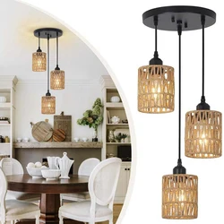 1pcs Bohemian Style Handwoven Home Decor Ceiling Lamp Woven Lampshade Rattan Lampshade Pendant Lamp 12*15cm Pendant Lamp Shade
