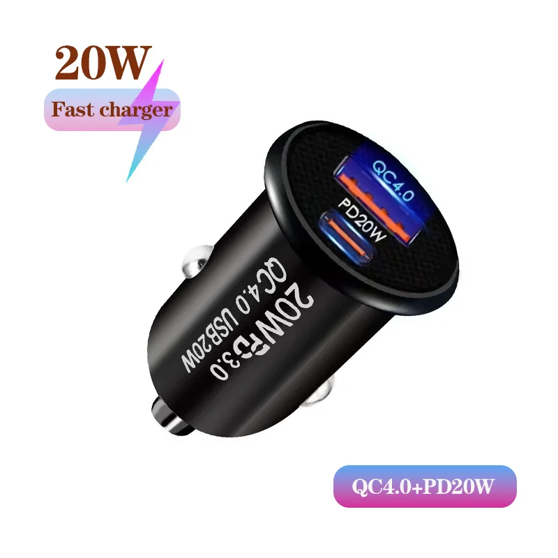 

2 Port PD 20W car charger QC4.0+PD20W car phone charger for HUAWEI iPhone Samsung Xiaomi fast charging cigarette lighter adapter