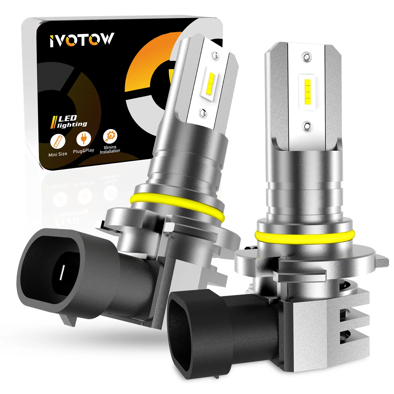 

IVOTOW 2023 Upgraded 9005/HB3 LED Headlight Bulbs 20000LM 500% Ultra Brightness 6000K White Fan 50000Hrs Lifespan Plug N Play