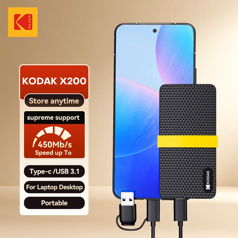 

Kodak Portable SSD 512gb External Drive Hard Disk For iphone 450MB/s Dual Interface For Computers Notebook
