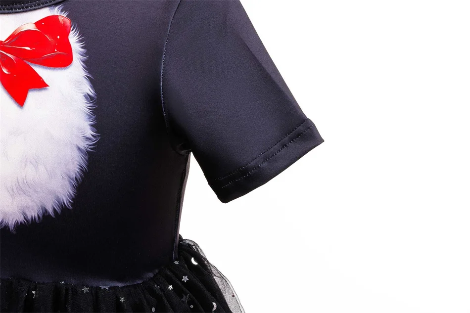 Kinder-Katzenkostüm mit Hut, Pailletten-Netz-Prinzessinnenkleid, Kinder-Bühnenkostüm, Mädchen-Halloween-Karneval-Partykleid – Detail 6