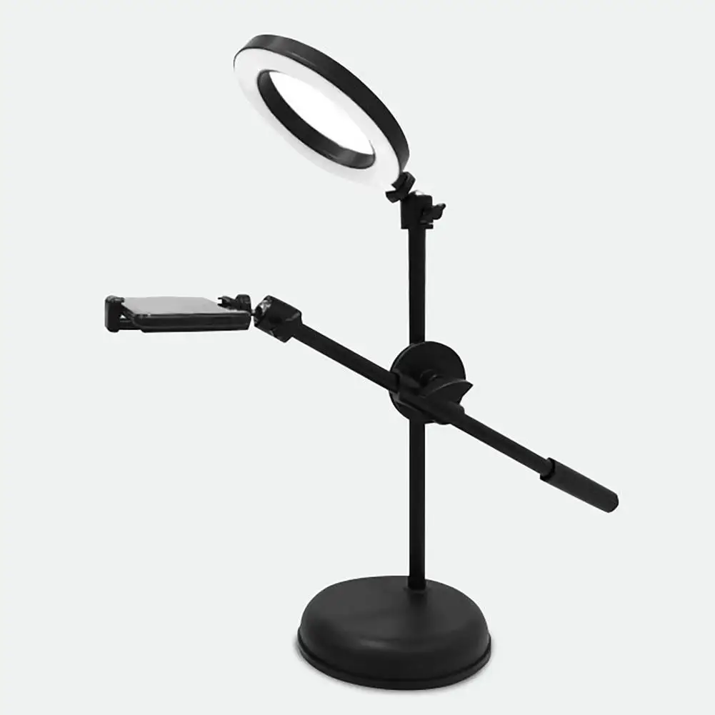 Metal Mobile Camera Holder Phone Stand With Fill Light Overhead Shot 360 Degrees Rotation Multi-angle Adjustment Dimming