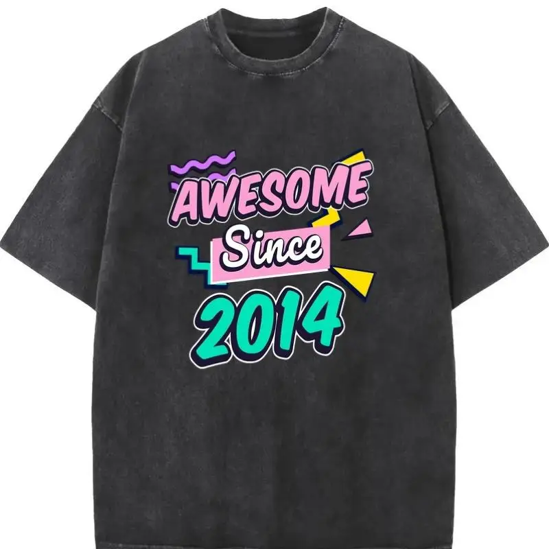 

"Awesome Since 2014 T-Shirt for Men & Women | 90s Retro Birthday Gift | Vintage Washed Top | 10th Birthday Present"
