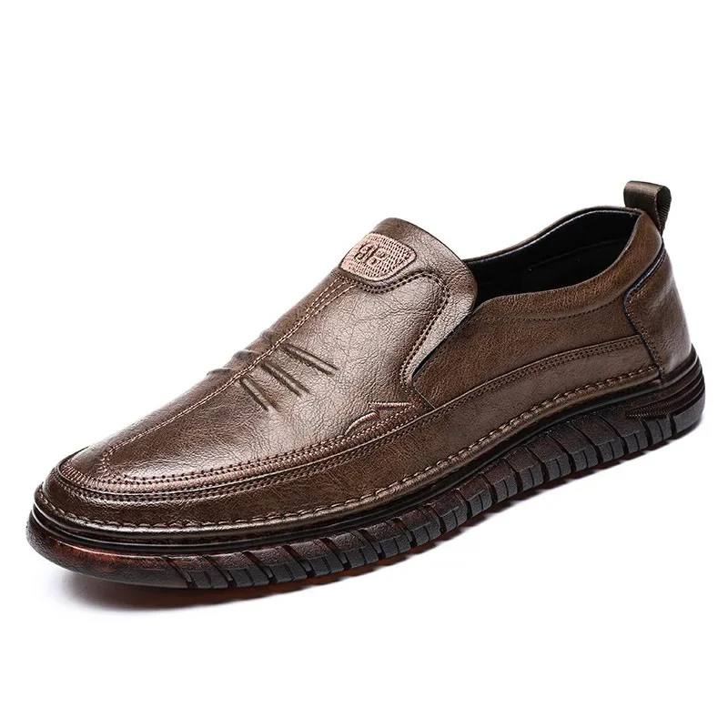 Zapatos de cuero con costuras a mano para hombre, zapatillas informales cómodas para conducir, mocasines de cuero transpirables, mocasines de diseño