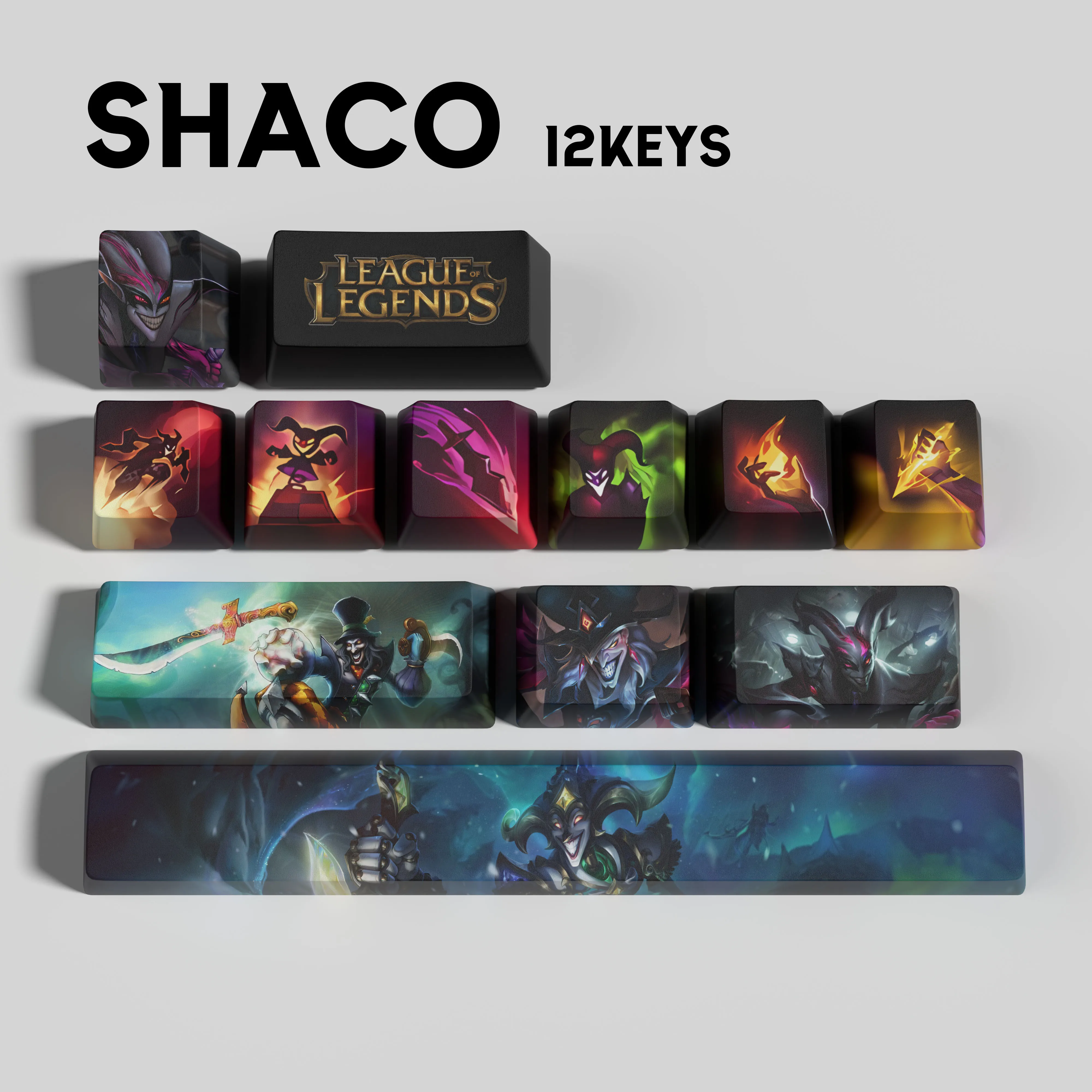 shaco keycaps League of Legends shaco keycaps  game keycaps OEM Profile 12keys PBT dye sub keycaps