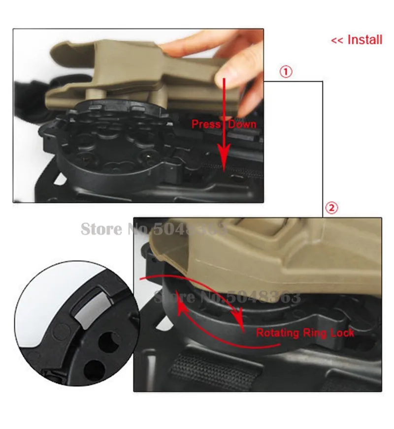 Tactical Pistol Hoslter Platform Quick Release Hunting Gun Holster Molle Strike-Platform Adapter System 360 Degree Angles