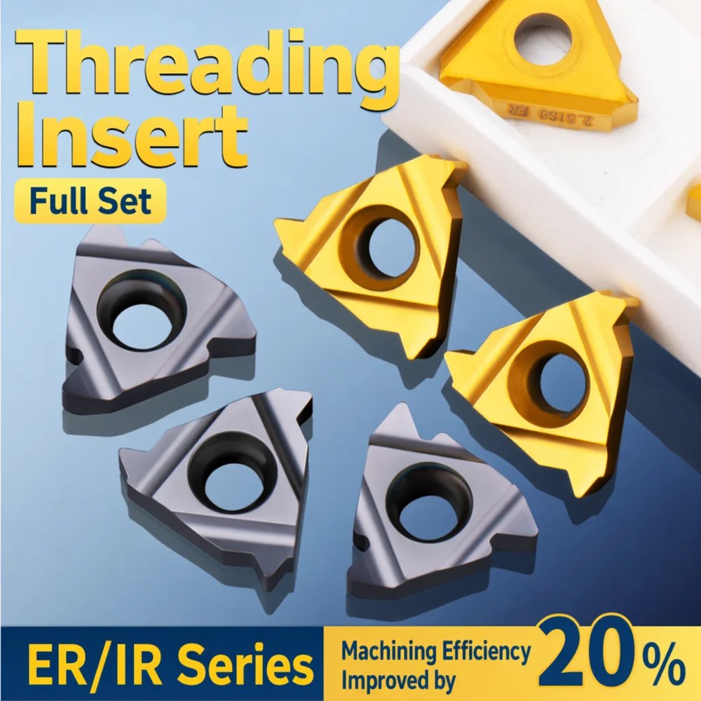10pcs 16ER-A60-LDA Ext Thread Insert CP8018 60 Deg 16mm Pitch 0.5-1.5mm Coated for HRC 40-50 Steel Stainless 45# A3 Die Steel