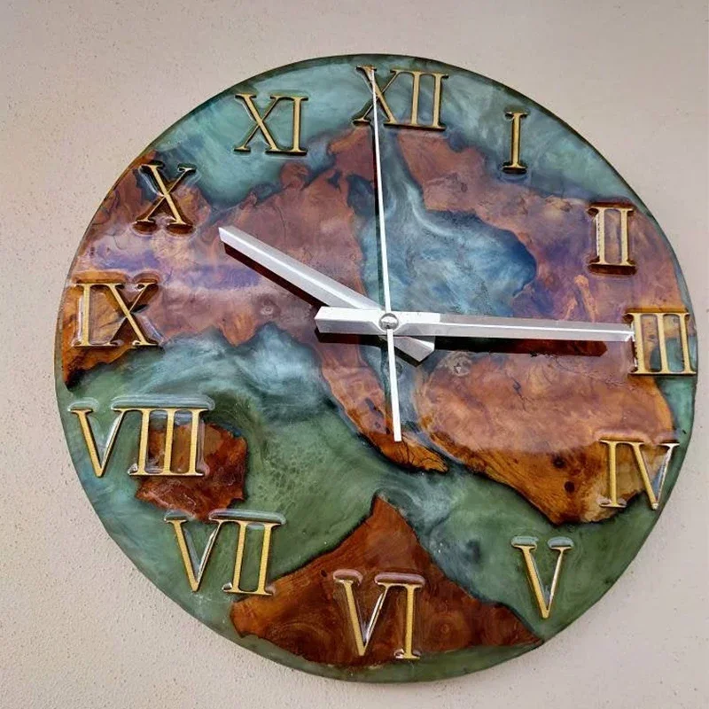 Most Popular Eco-Friendly Sided Modern Design Metal Art Resin Home Decor Wall Clock Customized Epoxy