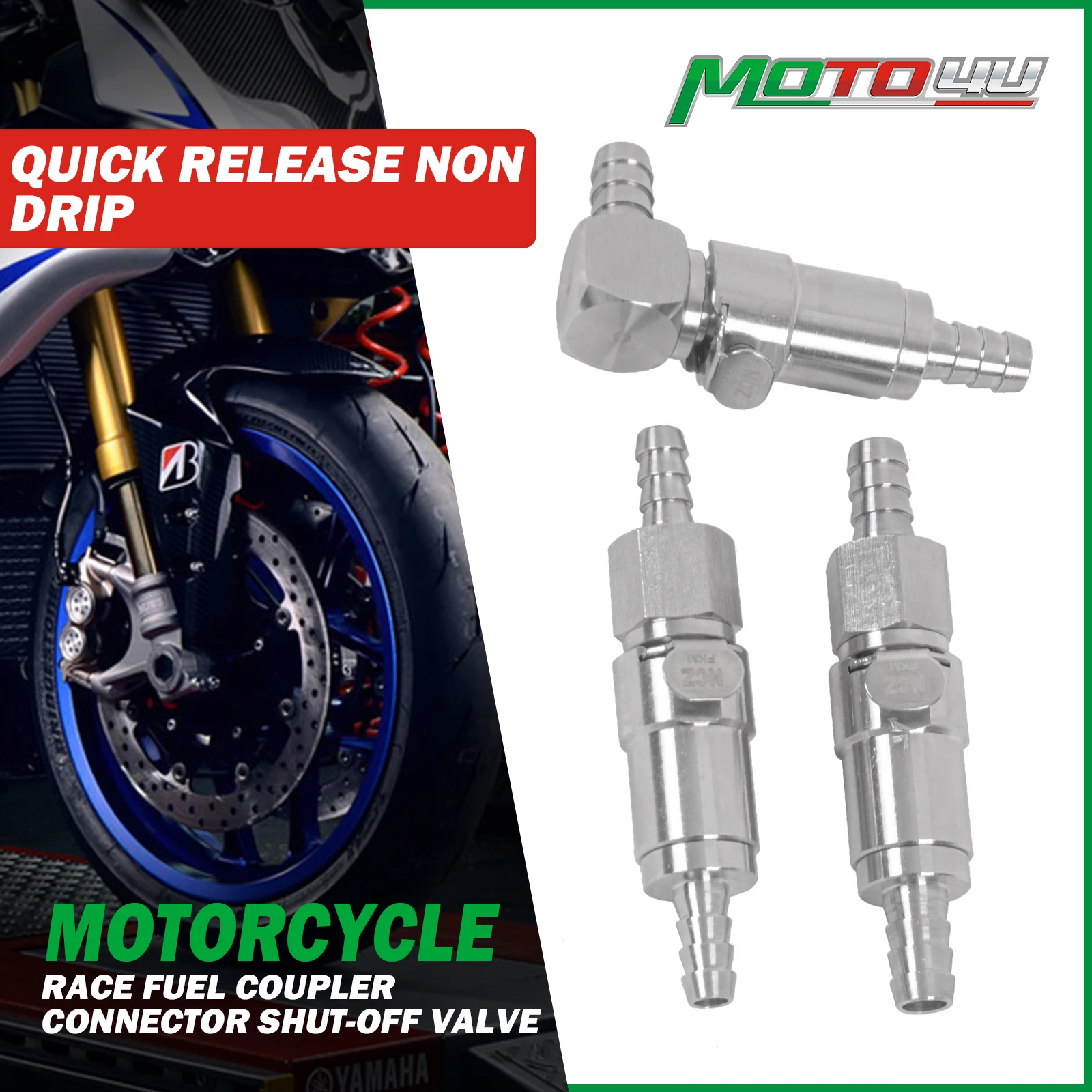 Quick Release Non Drip 8MM/6MM Stainless Steel Race Fuel Coupler Connector Shut-Off Valve Petrol Hose Motorcycle Accessories