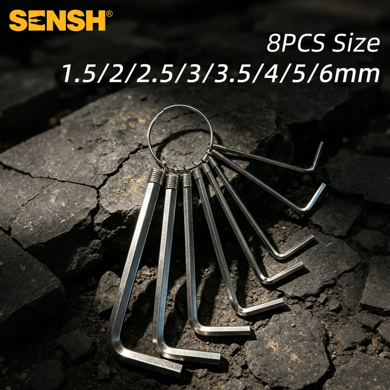 AliExpress SENSH  8PCS 1.5–6mm Stainless Steel Hex Wrench Set Portable Key Ring Allen Key for Bike Furniture Repair Hex Key Set
