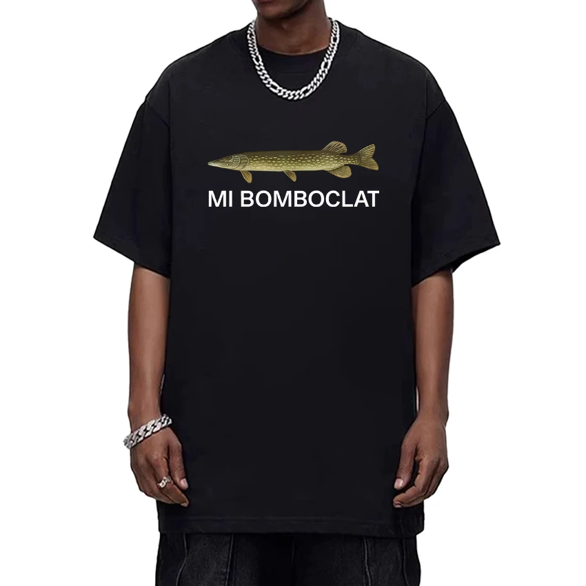 

Funny Meme Mi Bomboclat Fish Graphic Print Oversized t-shirt Crew Neck harajuku Cotton Men Women short sleeve t-shirts Unisex