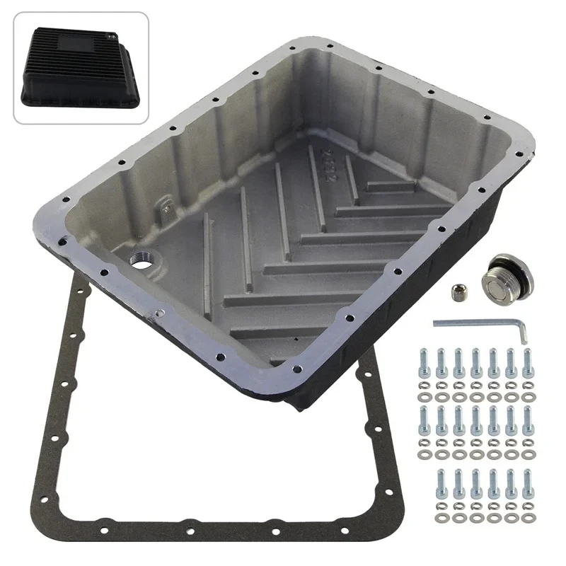 

Pan Transmission Heavy Duty AISIN AS69RC Automatic Raw Cast Aluminum CUMMINS For 2013-2025 RAM 2500/3500 6.7L Turbo Black/Silver