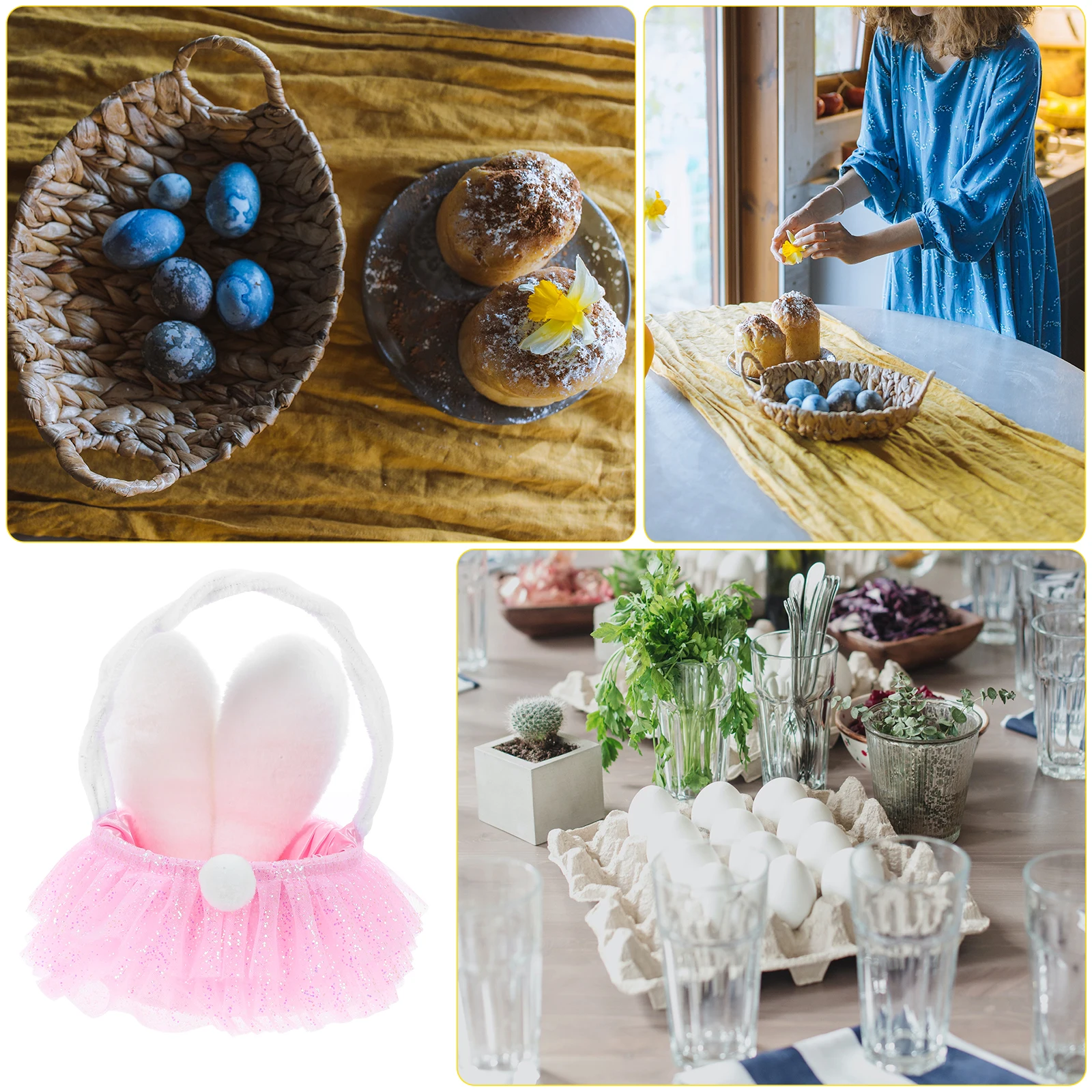 

Rabbit Ears Flower Basket Egg Carton Storage Candy Cute for Bunny