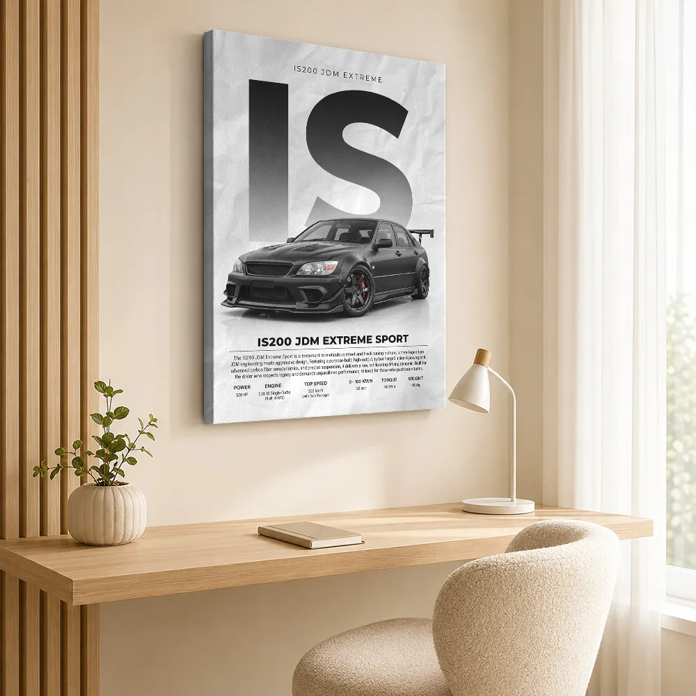 Striking Dark Matte Black Japanese IS200 Sport Canvas Poster Personalized Photo Gallery Style Garage Wall Paintings Decoration