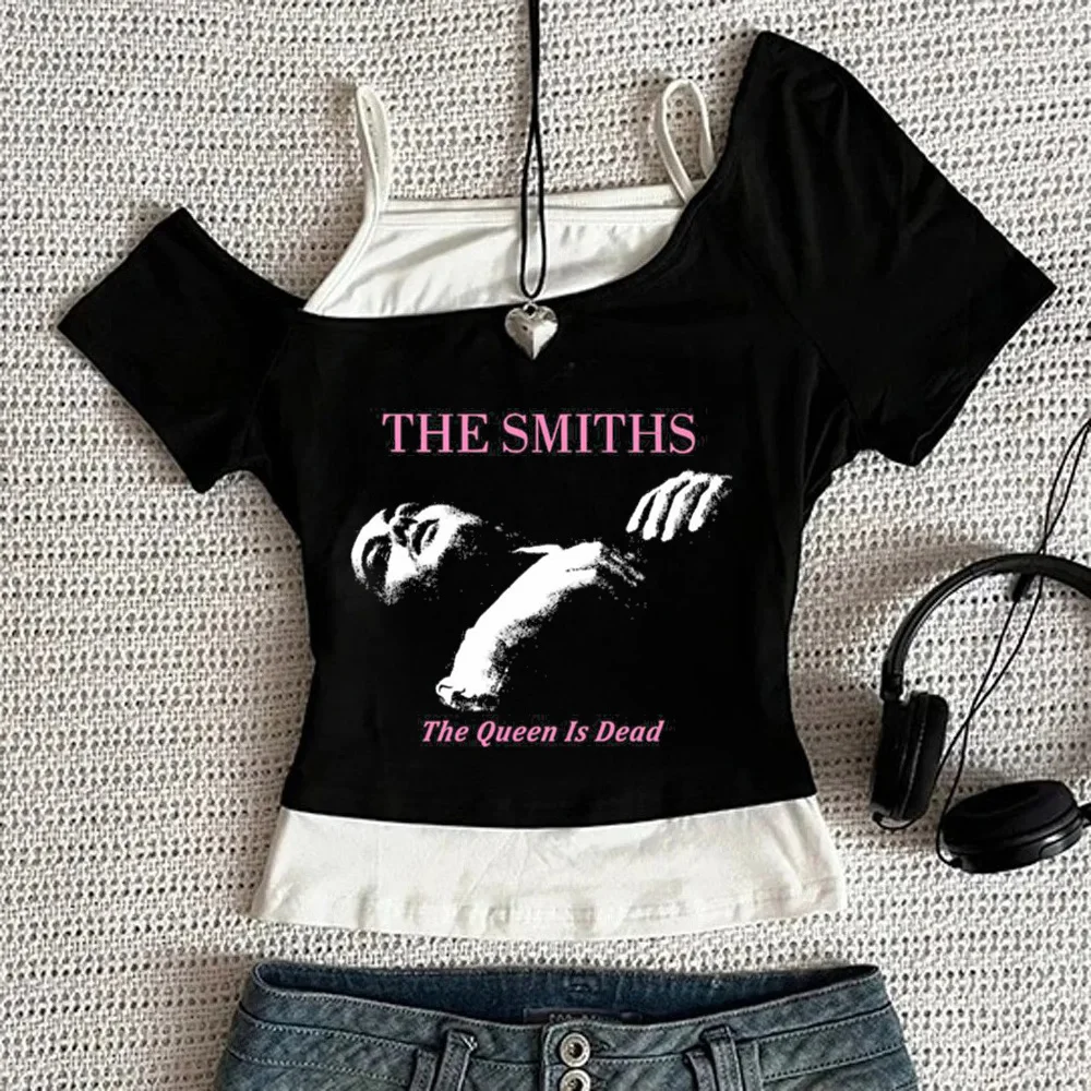 the Smiths cropped top women japan streetwear baddie t-shirt cheap baddie goth anime cutecore