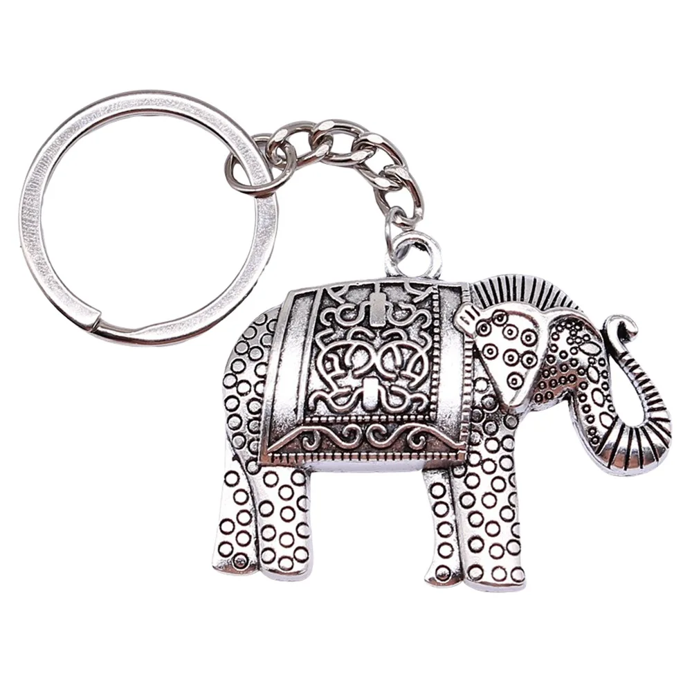 Dropshipping Souvenirs Gift Men Keychain 2 Colors 38x48mm Elephant Pendant Keyring