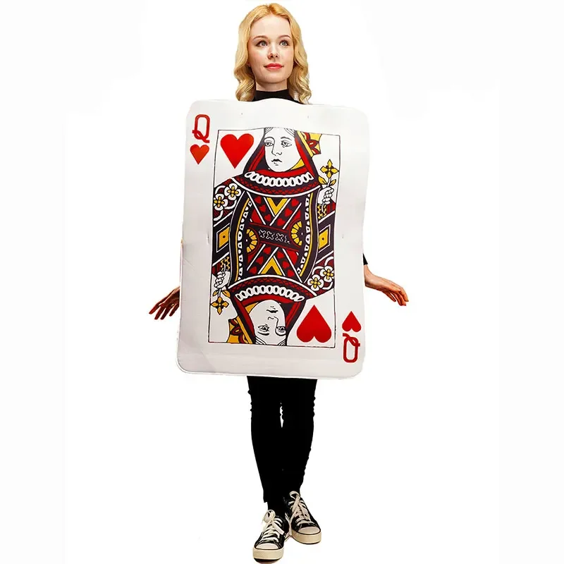 RT01 Umorden для взрослых, мужчин и женщин, игральные карты, покер, король и королева сердец, клуб K Q, костюм, туника для косплея, костюм из губки * JK2