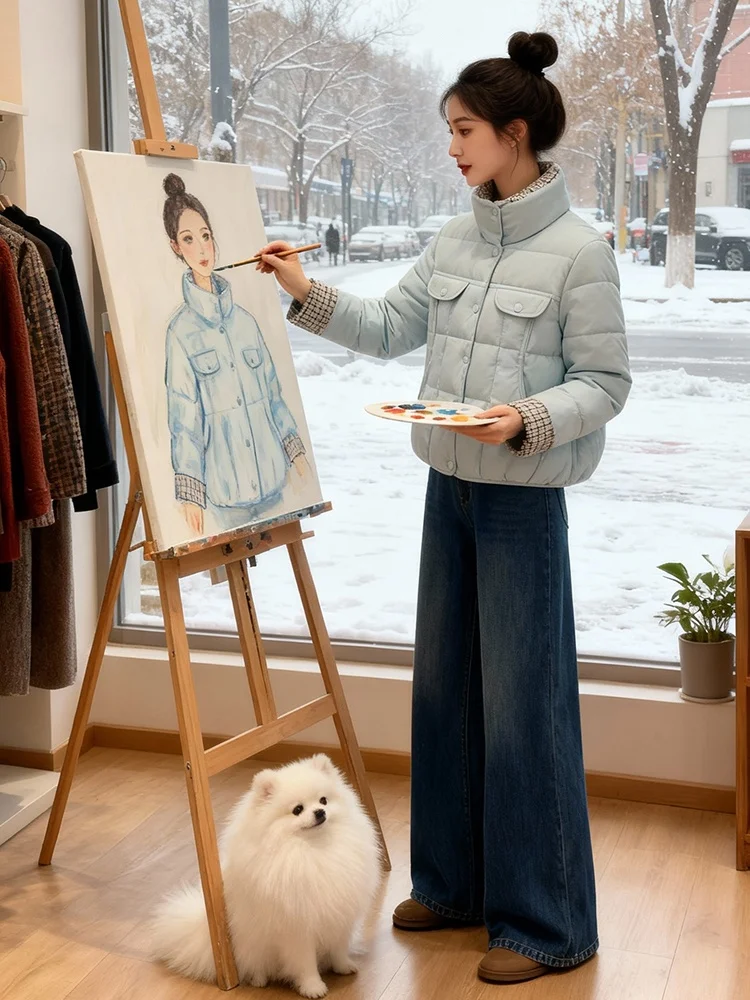 

Модная короткая женская куртка-пуховик свободного кроя, теплая зимняя новинка, утепленная хлопковая куртка-пуховик с флисовой подкладкой