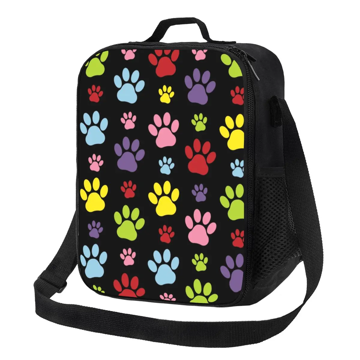 Personalizado colorido patas padrão isolados sacos de almoço, cão pata impressões, Pet reutilizável refrigerador, térmica comida Bento caixa, trabalho, escola