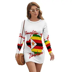 Daughter of Zimbabwe Map Flag Long-sleeved Dress prom clothes dress women summer Dresses