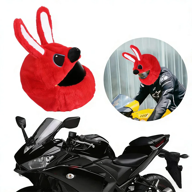 Motorcycle Helmet Cover Protection Headgear Cartoon Fluffy Plush Set for Motorcycle Full-Face Protective Case Motorbike Safety