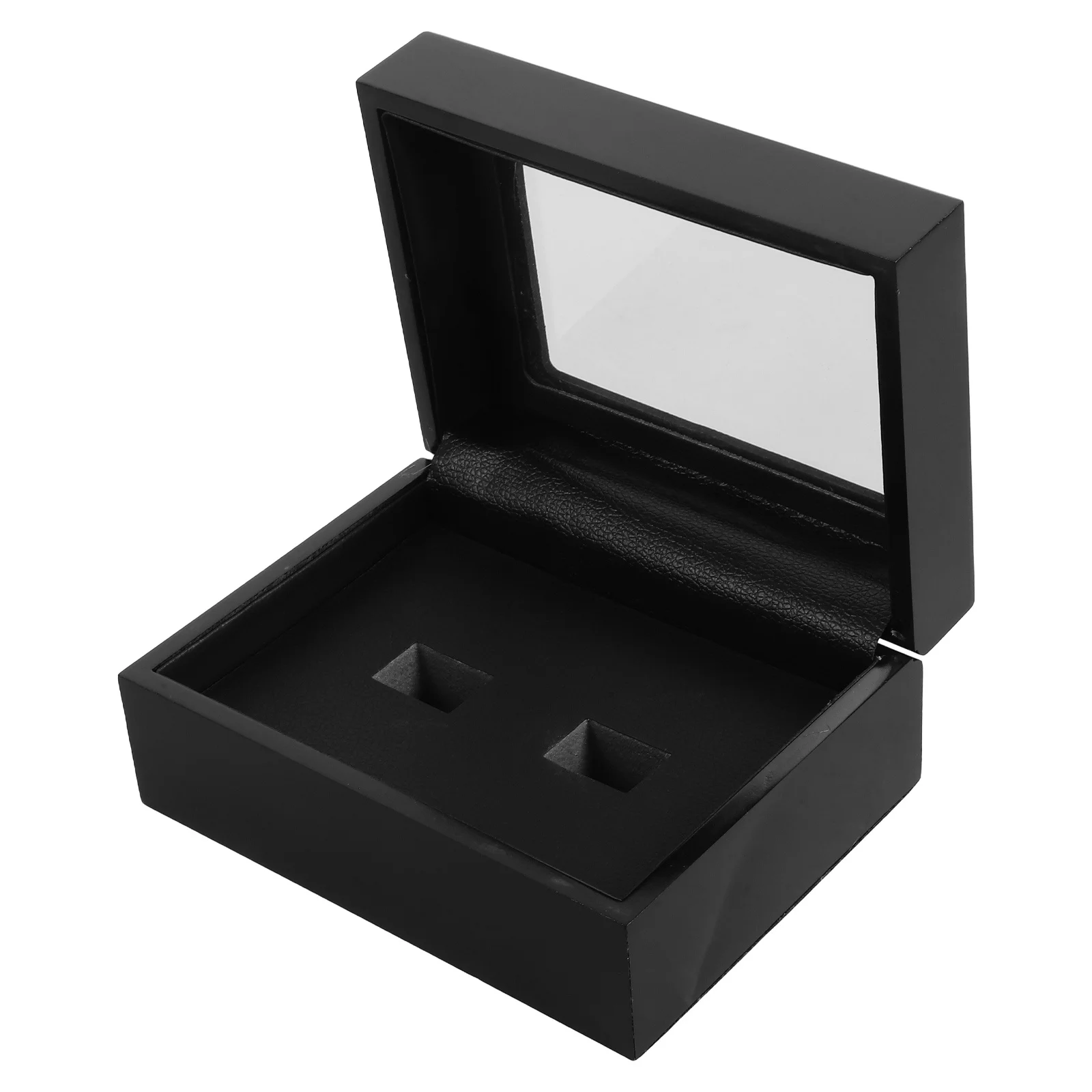 

Wood Ring Display Case Black Jewelry Box Elegant Championship Ring Holder Storage for Engagement Wedding Bracelet Show